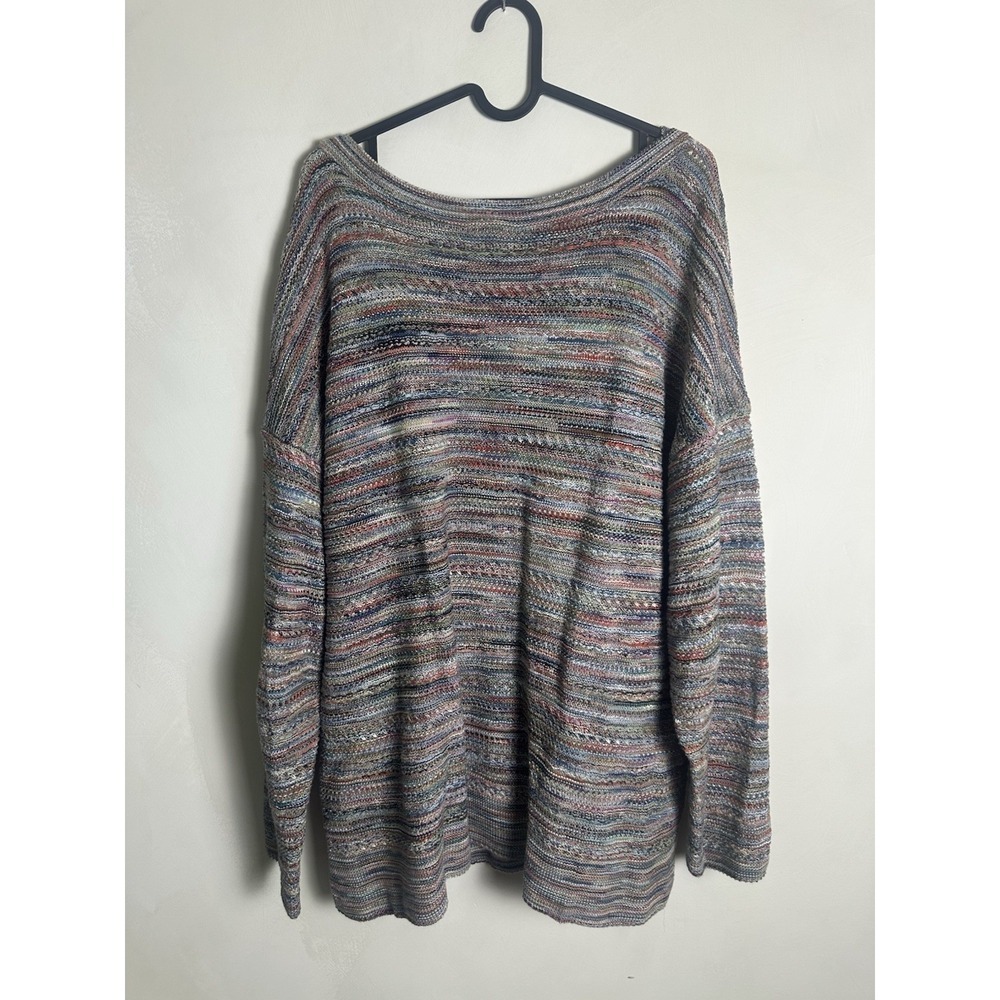 J Jill Multicolored Threaded Textured Tunic Knit Sweater Size XL - Picture 2 of 5